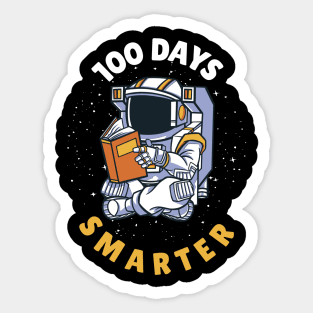 100 Days Smarter 100th Day of School Astronaut Reading Book Sticker